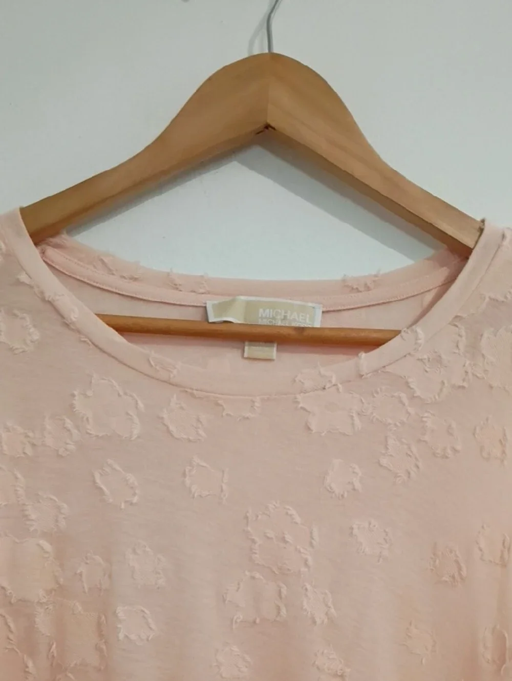Michael Kors Pale Pink Textured Ruffle-Hem Tank